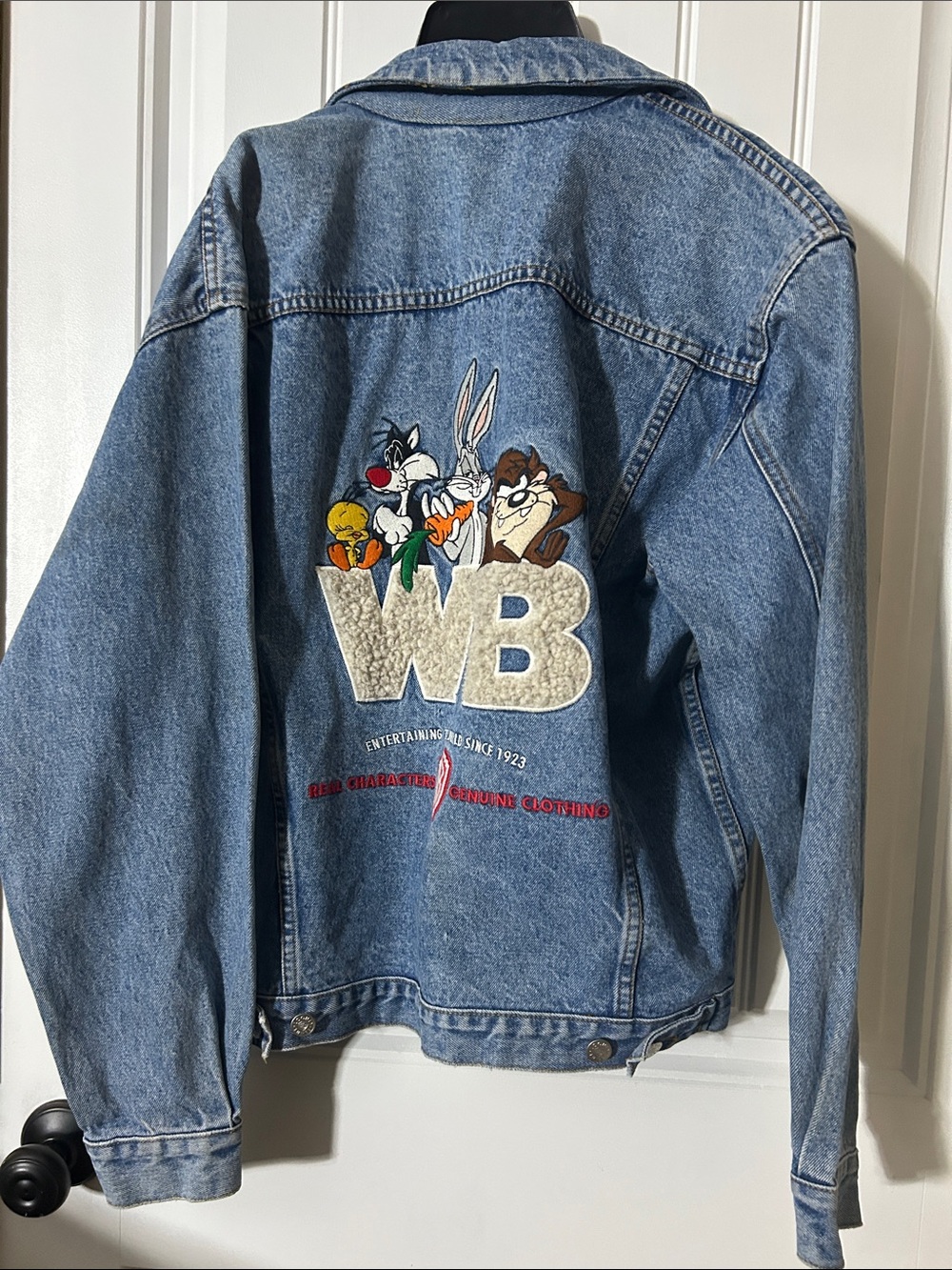Warner Bros. Light Blue Denim Jacket with Looney Tunes Back Patch